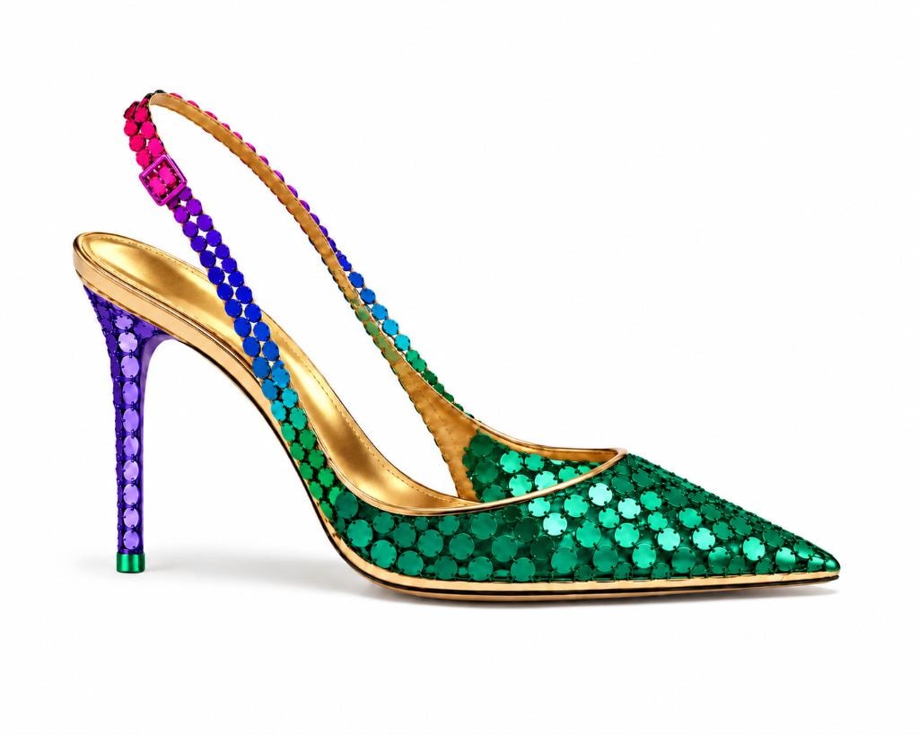 Gradient Mini Paillette Disco Slingback Pump