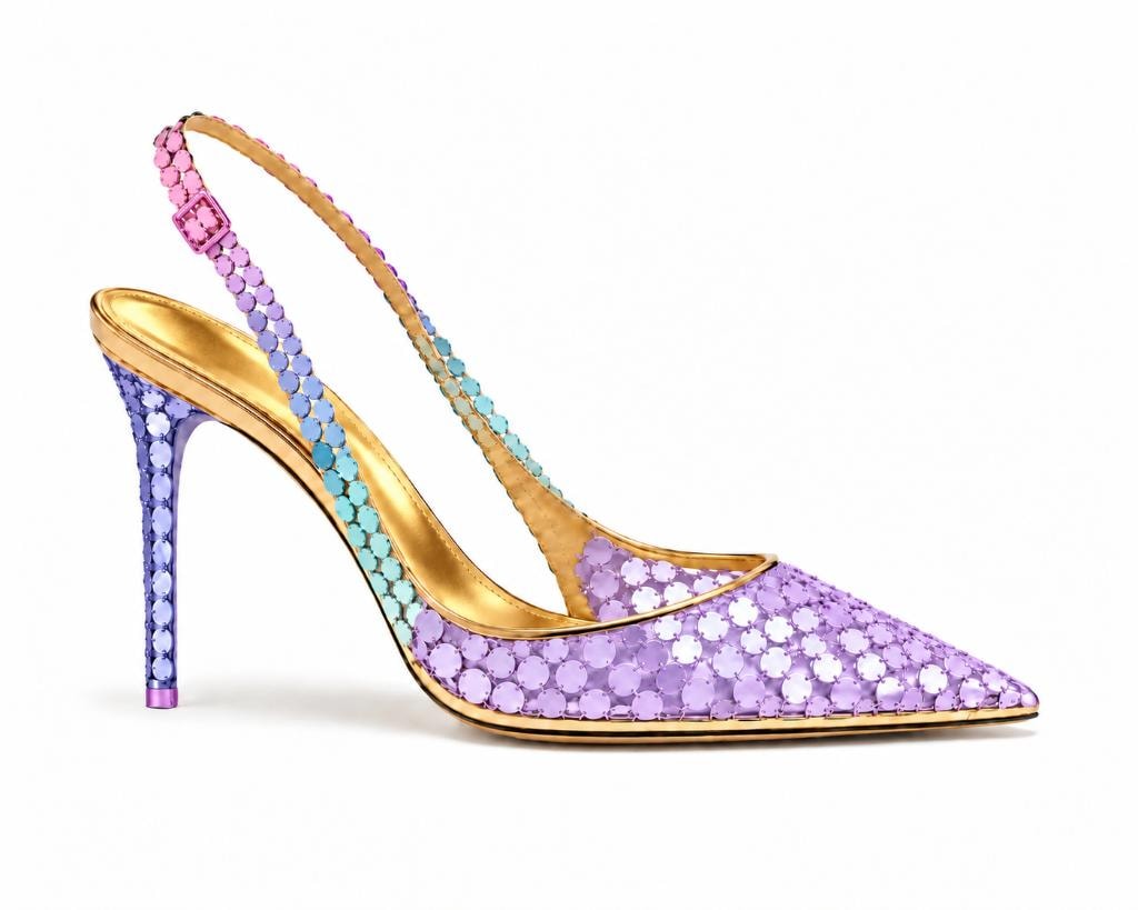Gradient Mini Paillette Disco Slingback Pump