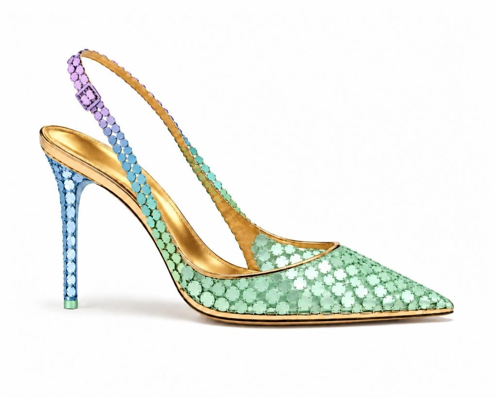Gradient Mini Paillette Disco Slingback Pump
