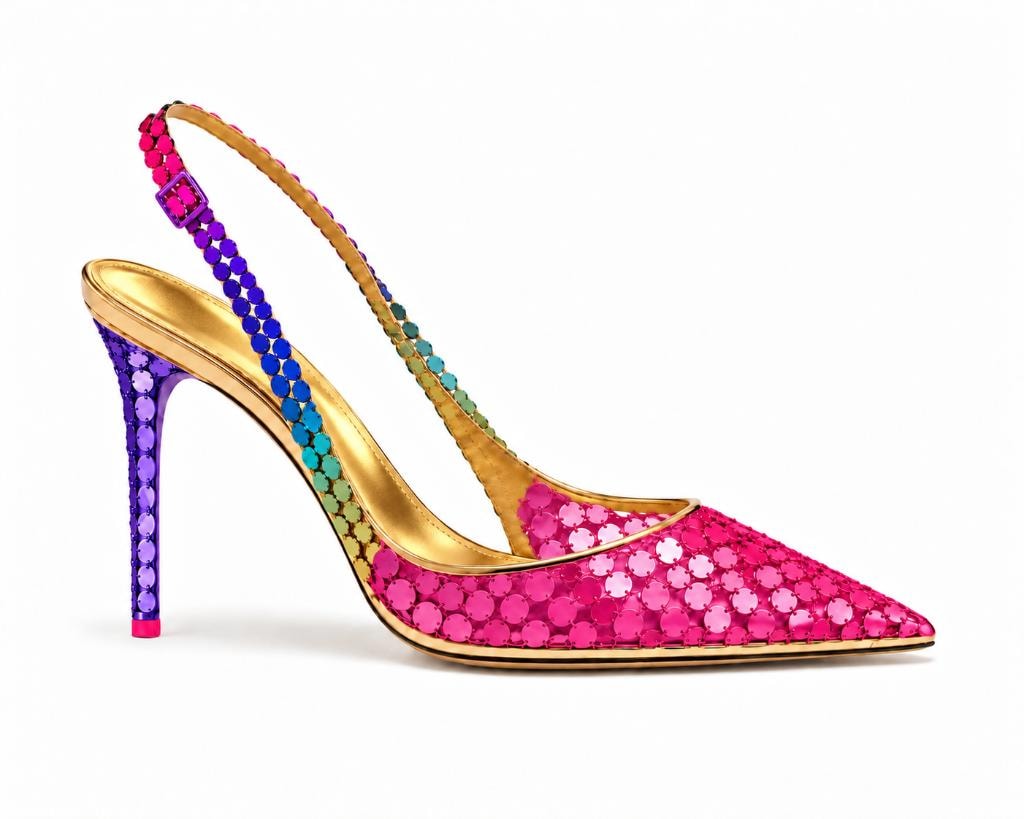 Gradient Mini Paillette Disco Slingback Pump